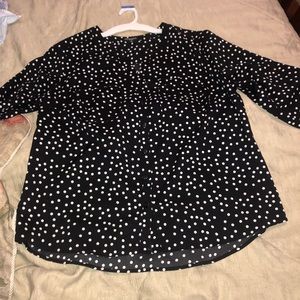Notations black and white polka dot blouse